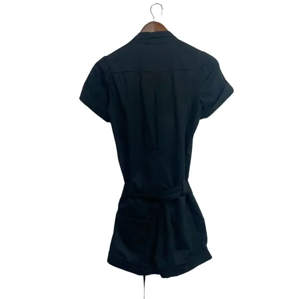 Maje Black Button Up Front Utility Romper with Belt Size 1 US S - Picture 2 of 13